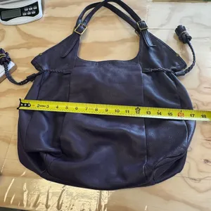 Elliott Lucca Sintra Purple Leather Hobo‎ Bag Braided Tassel Large Tote Purple thumbnail 10