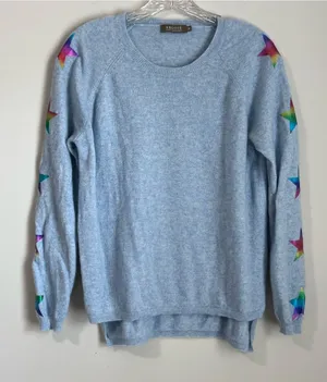 Brodie‎ 100% Cashmere Star Rainbow Sweater Size Medium Crewneck thumbnail 1