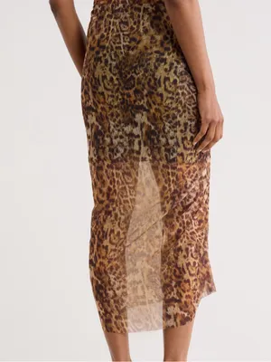 AllSaints Nora Leopard Print Mesh Midi Skirt NWT Size 6 thumbnail 2