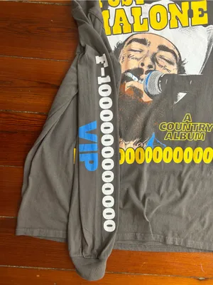 Post Malone F-1 Trillion Country Album Long Sleeve Graphic T-Shirt Sz L 👽💛 thumbnail 6