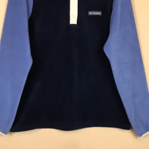 Columbia Women’s Fleece Color Block Blue White Snap Button Pullover Sweatshirt thumbnail 4