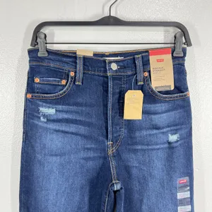 Levi's Ribcage Straight Ankle Super High‎ Rise Jeans Distressed Denim Womens 26 thumbnail 7