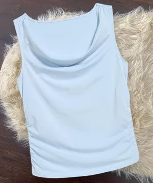 NWT Baby Blue / Light Blue Old Navy Side Cinched Cowl Neck Tank Top L thumbnail 1