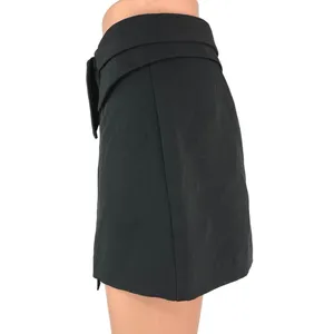 Zara Women's Black High Waisted Casual Buckle Zip Mini Shorts Skort Skirt Size S thumbnail 2