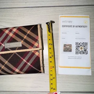 Burberry Blue Label tri-fold wallet in a burgundy‎ and tan plaid pattern thumbnail 10