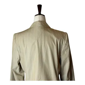 Max Mara Tan Striped Single Breasted 3 Button Lightweight Blazer Size 10‎ thumbnail 4