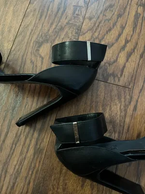 Topshop Black High-Heel Ankle-Strap Sandals with Metallic Toe Accent thumbnail 8