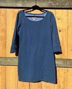 UGG Scoop Neck Mini Blue Fleece Dress Size Medium Warm 3/4‎ Sleeve Winter Fall thumbnail 1