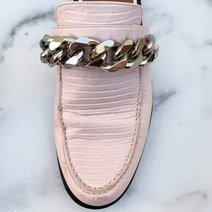 Givenchy 20mm women’s pink lizard embossed chain loafers mules size IT 37 US 7 thumbnail 14