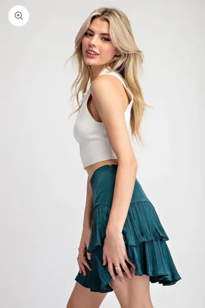 {DO+BE} Just In Time Teal Tiered Ruffle Mini Skirt thumbnail 5