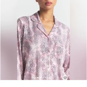 SKIMS intimates Bloom Multi Animal Long Sleeve Pajama Set Pink Leopard Sleepwear thumbnail 3