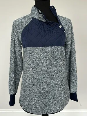 Source Unknown Navy Asymetrical Fleece Pullover Sz SM‎ thumbnail 1