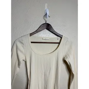 DÔEN Romy Tee S Cream Pointelle Cotton Scoop Neck Long Sleeve Top thumbnail 7