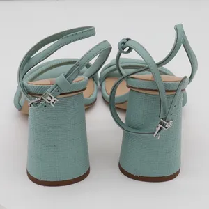 Sam Edelman Sandals Womens 8 Strappy Block Heel Blue Square Toe Textured Good thumbnail 5