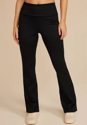 Maurices Luxe Foldover Waist Flare Leggings Black High Rise thumbnail 1