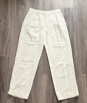 Club Monaco Women's Cream Straight Leg Pants Size 2 Front Pleated Trousers thumbnail 1