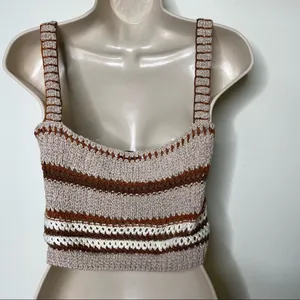 Zara Knit Crochet Crop Top Brown Tan Size S thumbnail 4