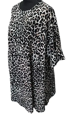Asos Design Leopard Print Tiered‎ Babydoll Mini Dress Size 12 Ruffle Sleeve thumbnail 1