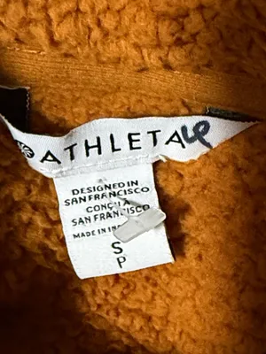 Athleta Tugga Sherpa Hoodie Womens Size Small‎ Burnt Orange Fleece Pullover thumbnail 6