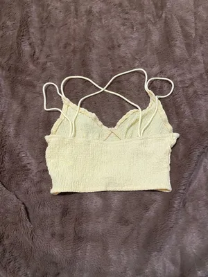 Pastel Yellow Crisscross Back Shirred Cami Top thumbnail 3