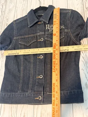 Harley-Davidson Women’s XS Denim Jacket Eagle Rhinestone Embroidered Moto thumbnail 10