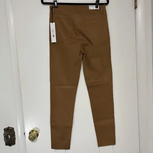 Joe's The Charlie High Rise Skinny Ankle Pants Brown Faux Leather Frayed 29 NWT thumbnail 5