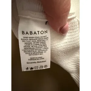 Babaton Sculpt Knit Square Neck Crop Top White Ribbed Short Sleeve Small thumbnail 4
