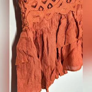NWT Free People Adella Cami XS Winding Roads Rust Lace Peplum Top thumbnail 7