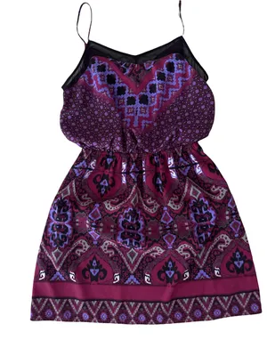 Express Women's Purple Printed Spaghetti-Strap Casual Dress thumbnail 1