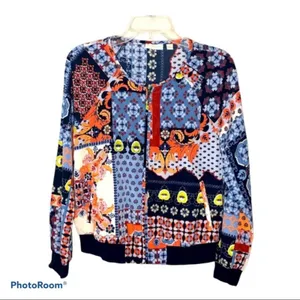 NY&C New York & Company Patchwork Quilted Bomber Jacket Small Cottagecore thumbnail 2