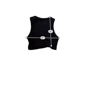 White Fox Ribbed Crop Tank Top Black Sleeveless Crew Neck XS thumbnail 3