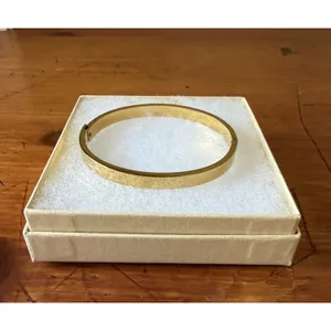 Gold Tone Hinged Bangle Bracelet Minimalist Stackable Classic Modern Jewelry thumbnail 5