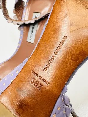 Tabitha Simmons Leticia Lavender Purple Perforated Leather Sandals Heels Shoes thumbnail 9