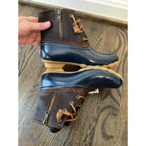 Sperry Women's Saltwater Duck Boot, Tan/Navy, Size 5 US NWT thumbnail 7