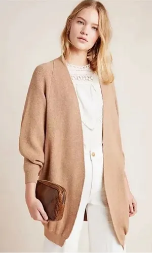 ANTHROPOLOGIE AKEMI + KIN Petra Dolman Sleeve Cocoon‎ Cardigan Sweater Camel thumbnail 1