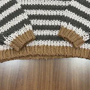 Free People Portland Striped Pullover Sweater NWT Size Small Neutral thumbnail 2