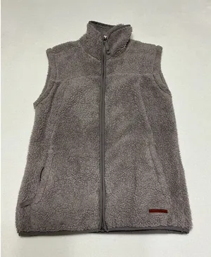 Free Country Womens Small Sherpa Fleece Vest Taupe Full Zip Cozy Outdoor 0584 thumbnail 1