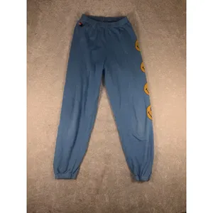 Aviator Nation Jogger Sweatpants Blue Smiley Face Women's Medium Happy ** thumbnail 6