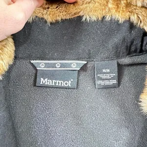 Marmot Womens Brown Softshell Faux Fur Trim Hooded Vest Size Medium Full Zip thumbnail 4