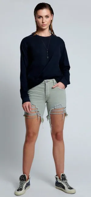 NEW Size 25 Womens One Teaspoon Super Khaki Stevies Slim-Fit Boyfriend Short thumbnail 1