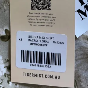 Tiger Mist Sierra Midi Skirt‎ Macro Floral Print Grandmacore Cottage Neutral XS thumbnail 5
