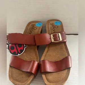 NEW Yokono Spain Brown Leather Cork Wedge Sandals Shoes w/Buckle - Size 7.5 thumbnail 6