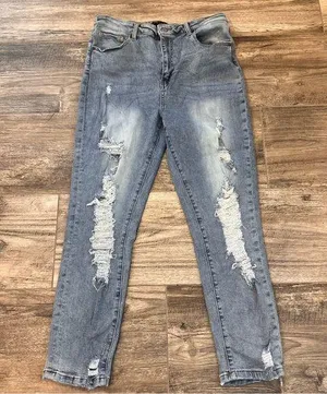 Risen Los Angeles Jeans Size 15/32 Blue Denim High Rise Distressed Jeans #247 thumbnail 1