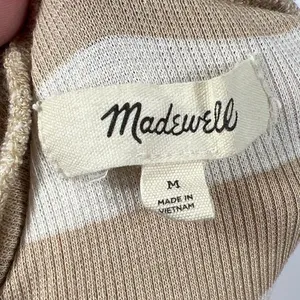 Madewell Striped‎ Turtleneck Top Tan Cream Ribbed Long Sleeve Meduim Casual EUC thumbnail 4