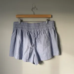 Aerie Pleated Relaxed Fit Shorts Drawstring 100% Cotton Blue Women's Size Large thumbnail 2