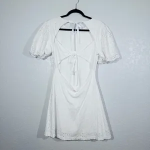 Free People White Apricot Rose Eyelet Mini Dress Size Small thumbnail 7