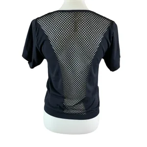 Varley Black Mesh Back‎ Athleisure Activewear Short Sleeve Performance Tee XS thumbnail 2
