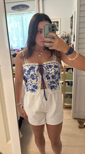 Sky to Moon Boutique floral ribbon top thumbnail 1
