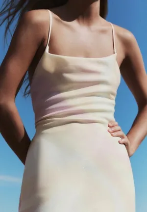 Zara maxi long satin foil effect cowl neck body on casual summer vacation dress thumbnail 10