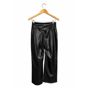 Halara Faux Leather Wide Leg Pants Womens Medium Black High Rise Pockets NWT thumbnail 3